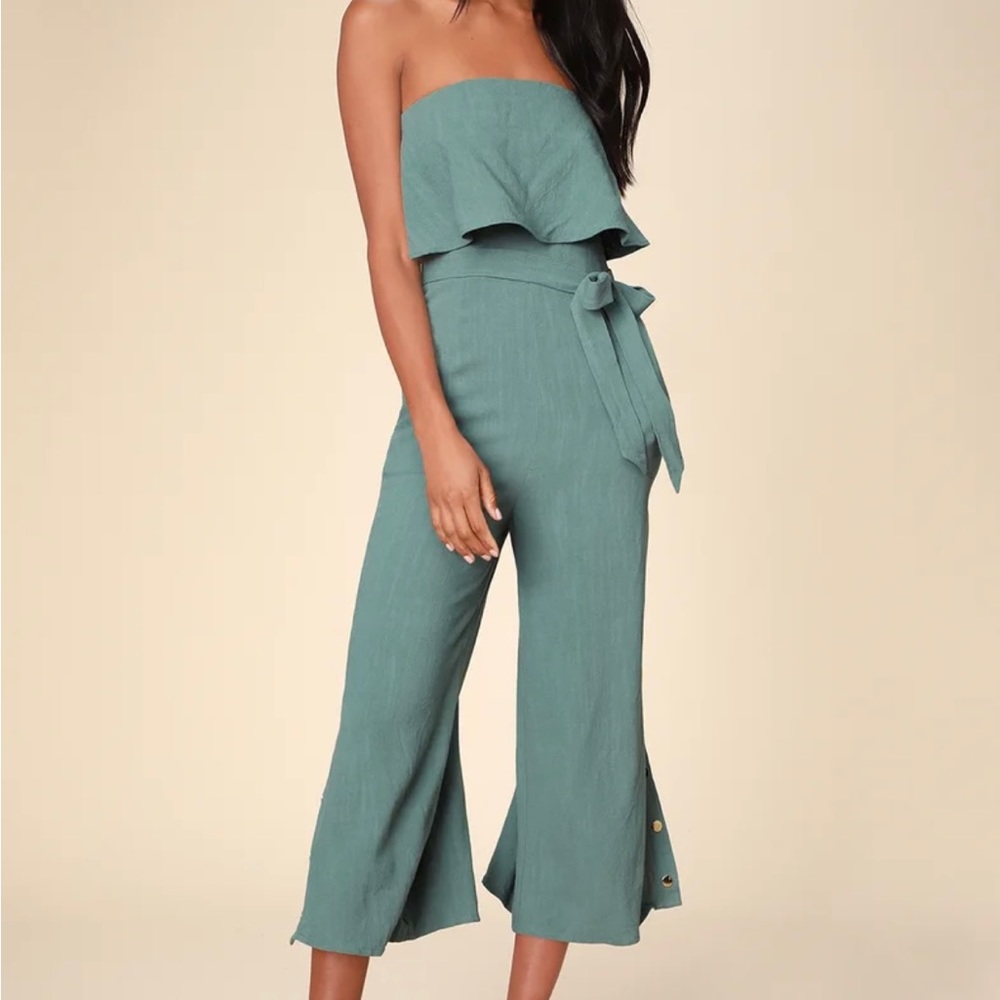 Green Strapless Jumpsuit